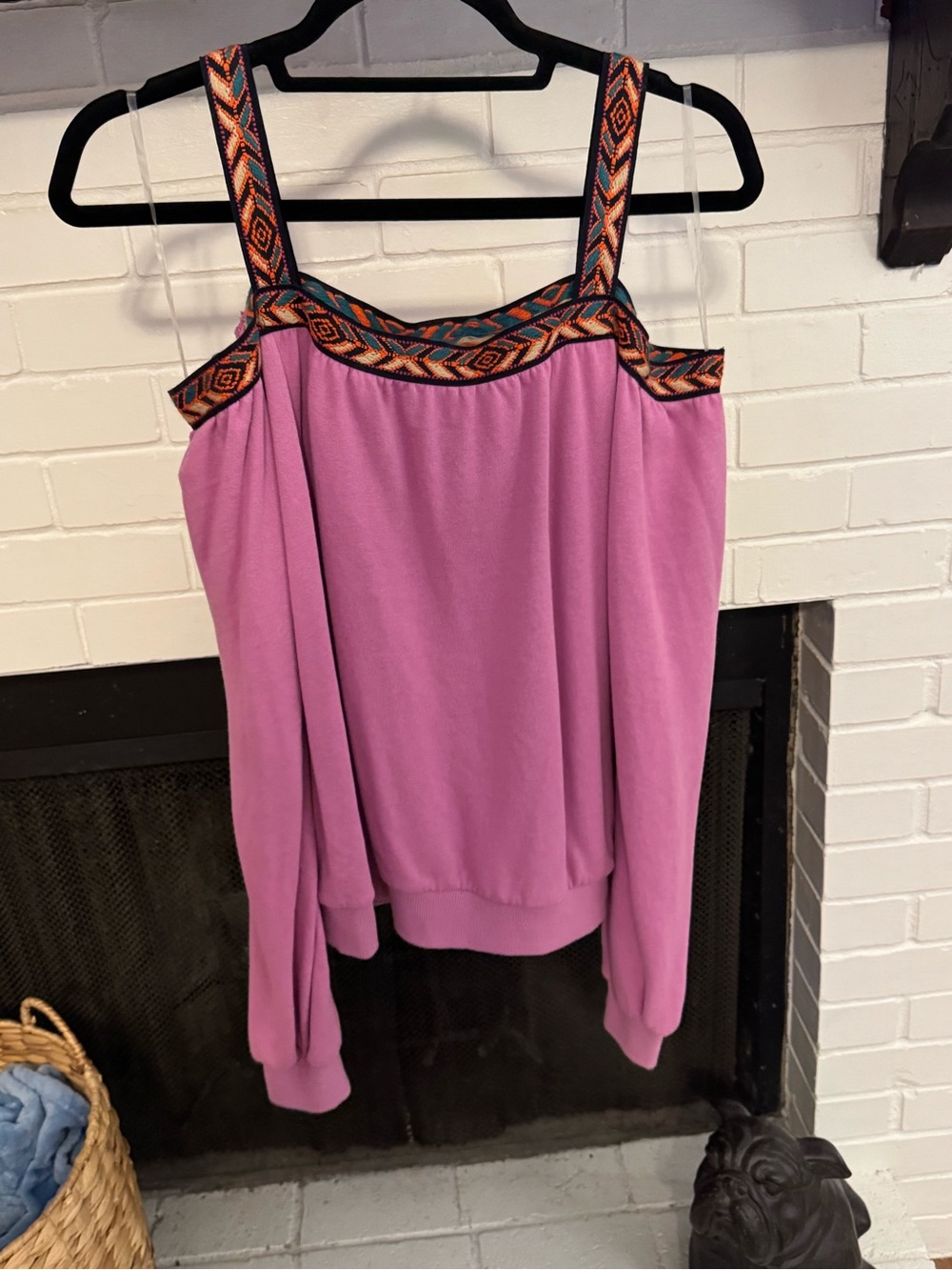Wrangler Cold-Shoulder Embroidered Strap Sweater